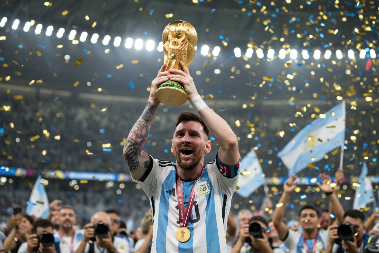 foto de messi campon de la copa del mundo 